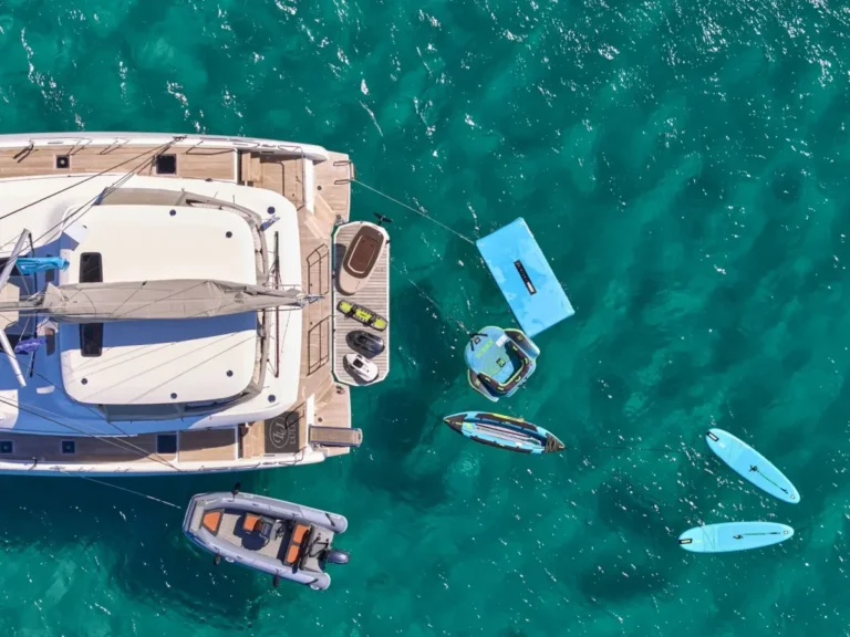 Lagoon 55 LULU – Aerial view with water toys