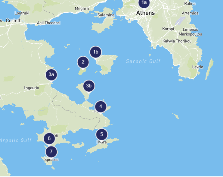 Sailing Itinerary Saronic Map