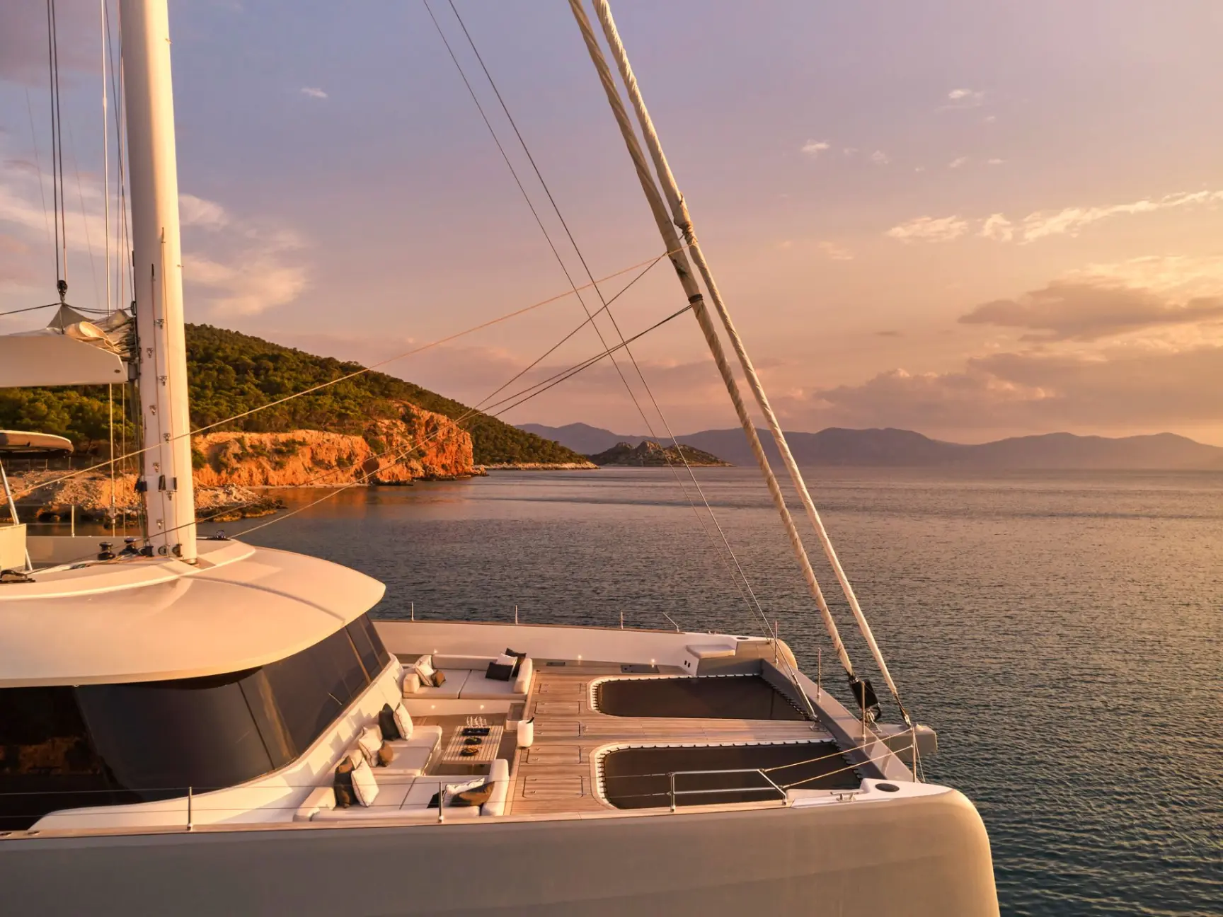 Foredeck at sunset