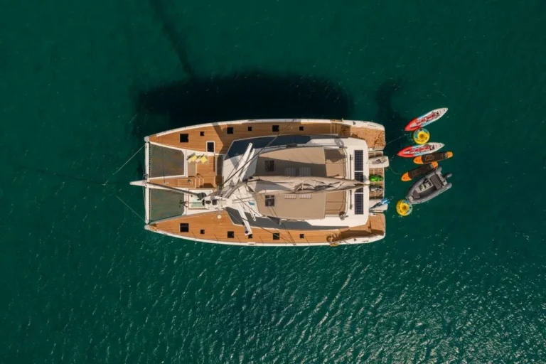 Fountaine Pajot Alegria 67 AETHER – Aerial view with water toys