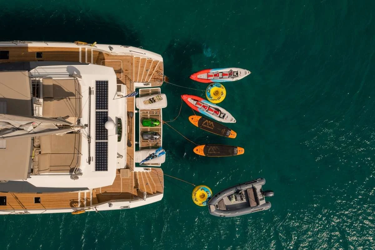 Fountaine Pajot Alegria 67 AETHER – Stern with water toys