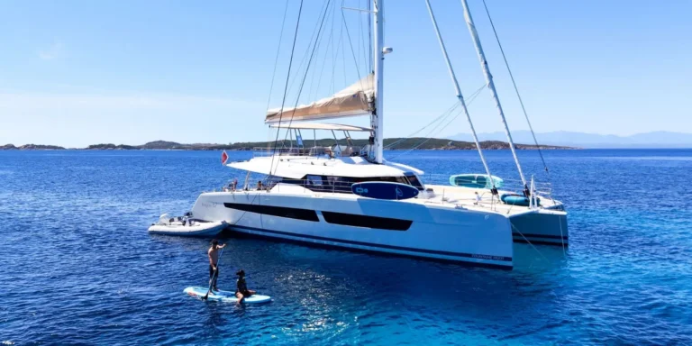 Fountaine Pajot Alegria 67 BLUESATION – anchored in clear water