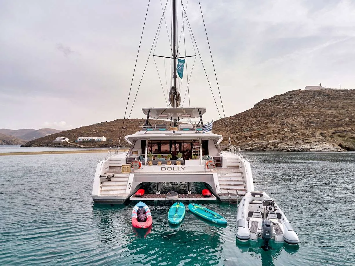 Alegria 67 DOLLY – DOLLY at anchor with her water toys