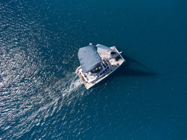 Fountaine Pajot Alegria 67 KIMATA – Aerial view under way