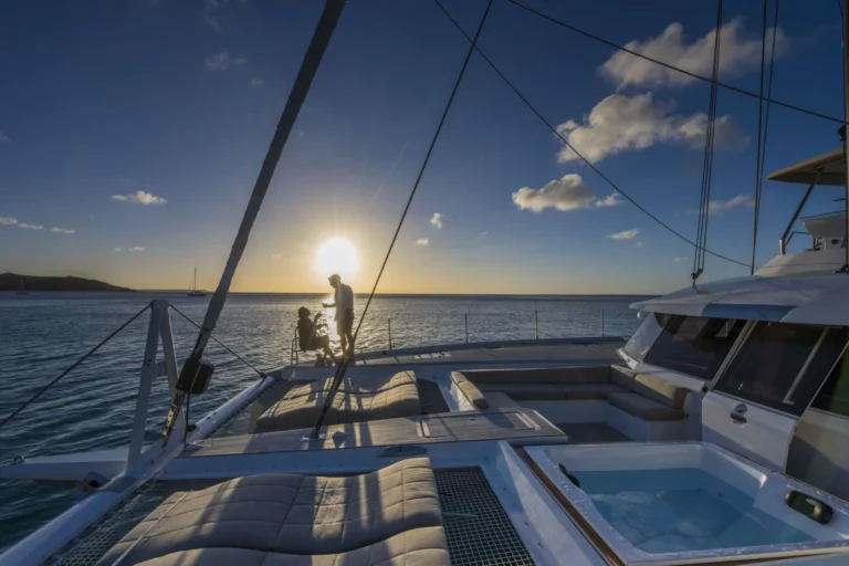 Alegria 67 LISA OF THE SEAS – Foredeck at sunset