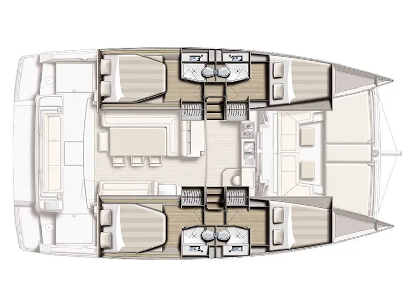 Bali 4.1 Nolima catamaran layout