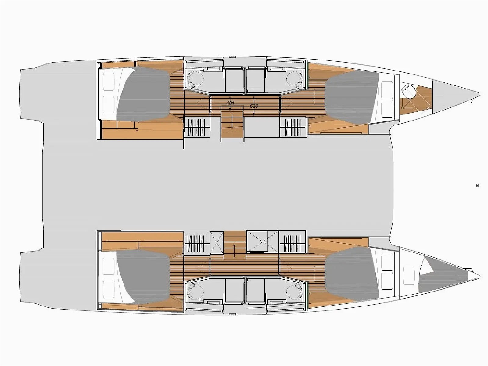 Elba 45 Summer Flow catamaran charter Croatia layout