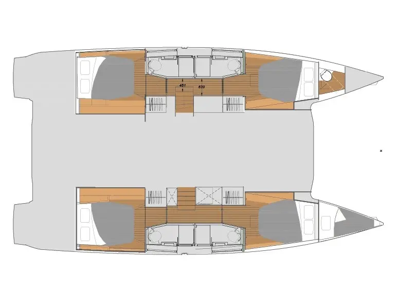 Fountaine Pajot Elba 45 Alexandra III catamaran layout