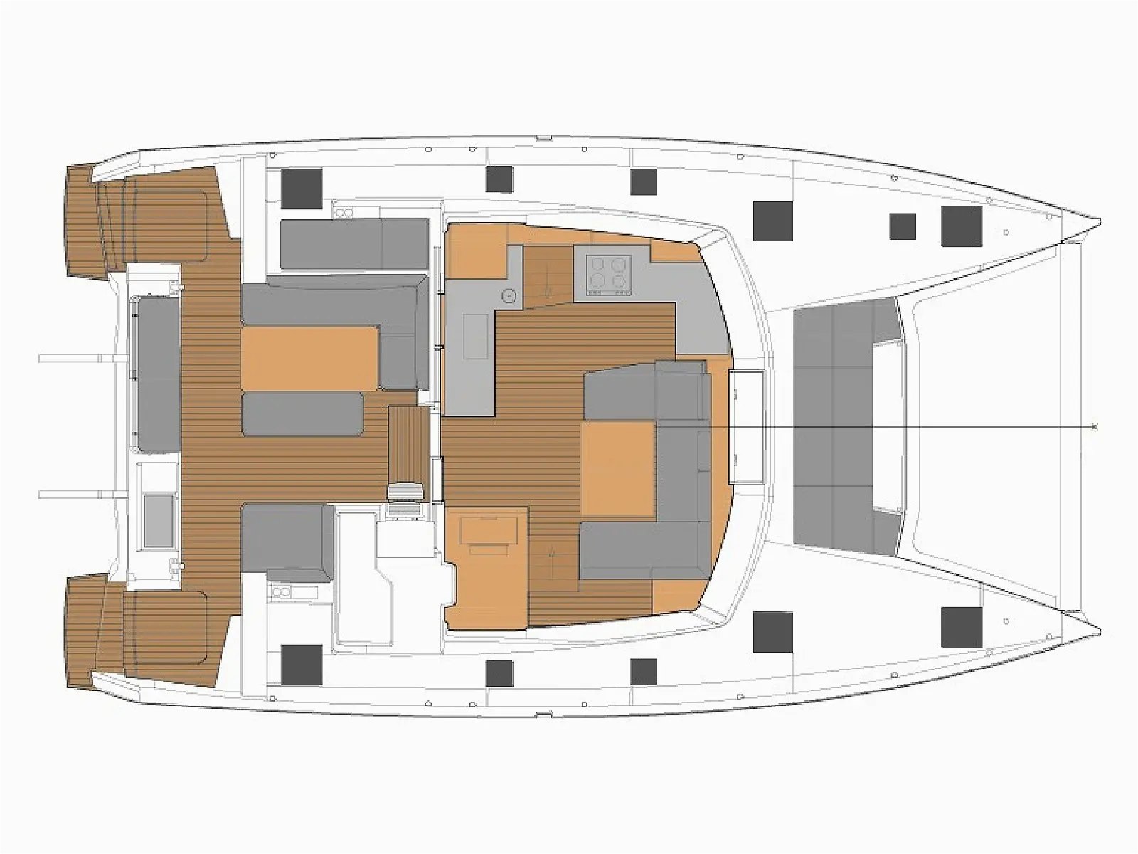 Fountaine Pajot Elba 45 Marina catamaran charter Croatia layout