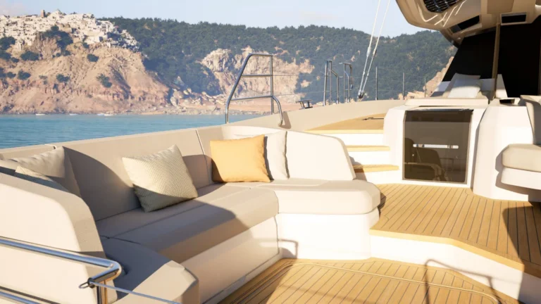 Fountaine Pajot power catamaran ELLY II – Aft deck lounge