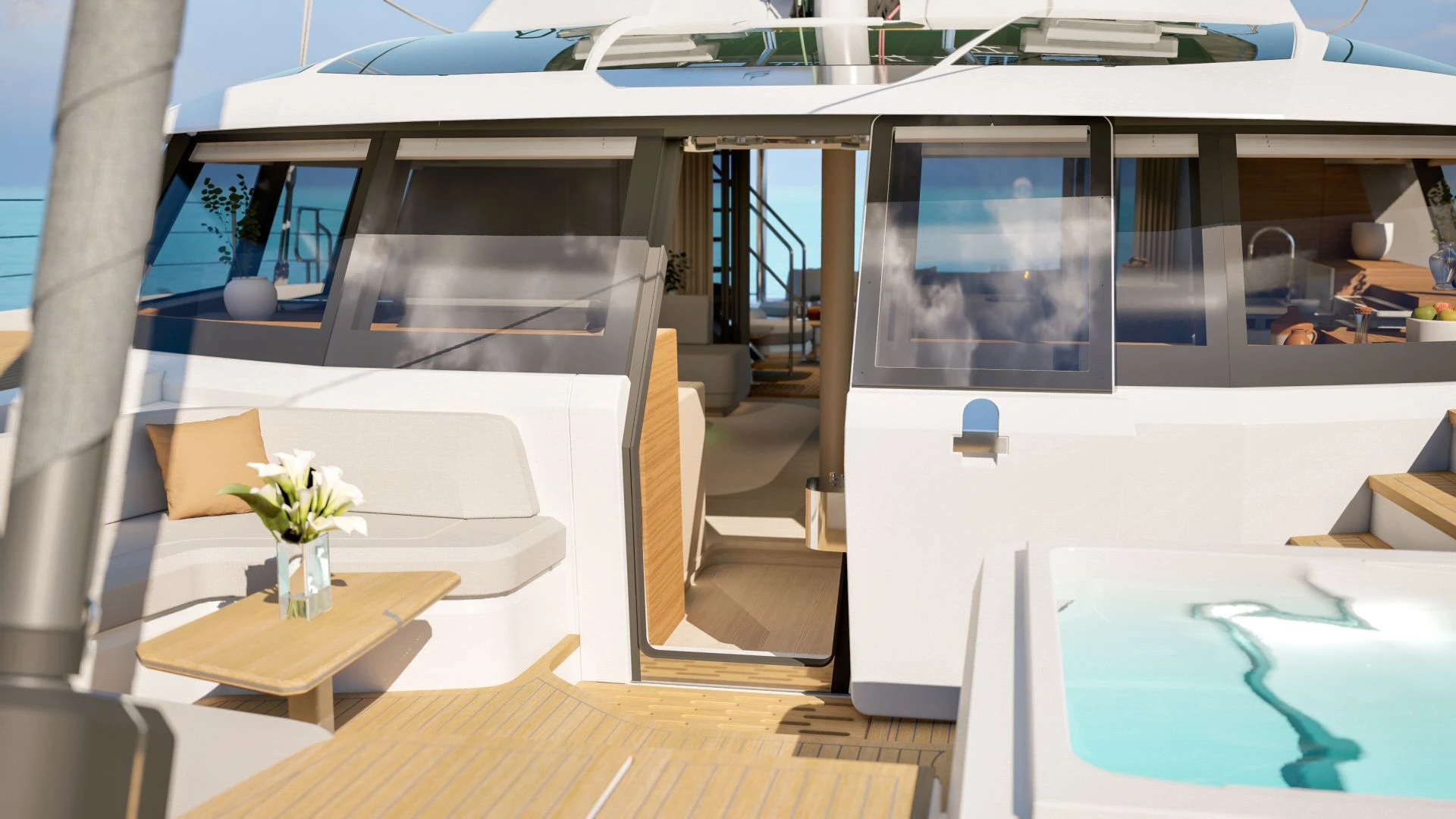 Fountaine Pajot power catamaran ELLY II – Foredeck seating