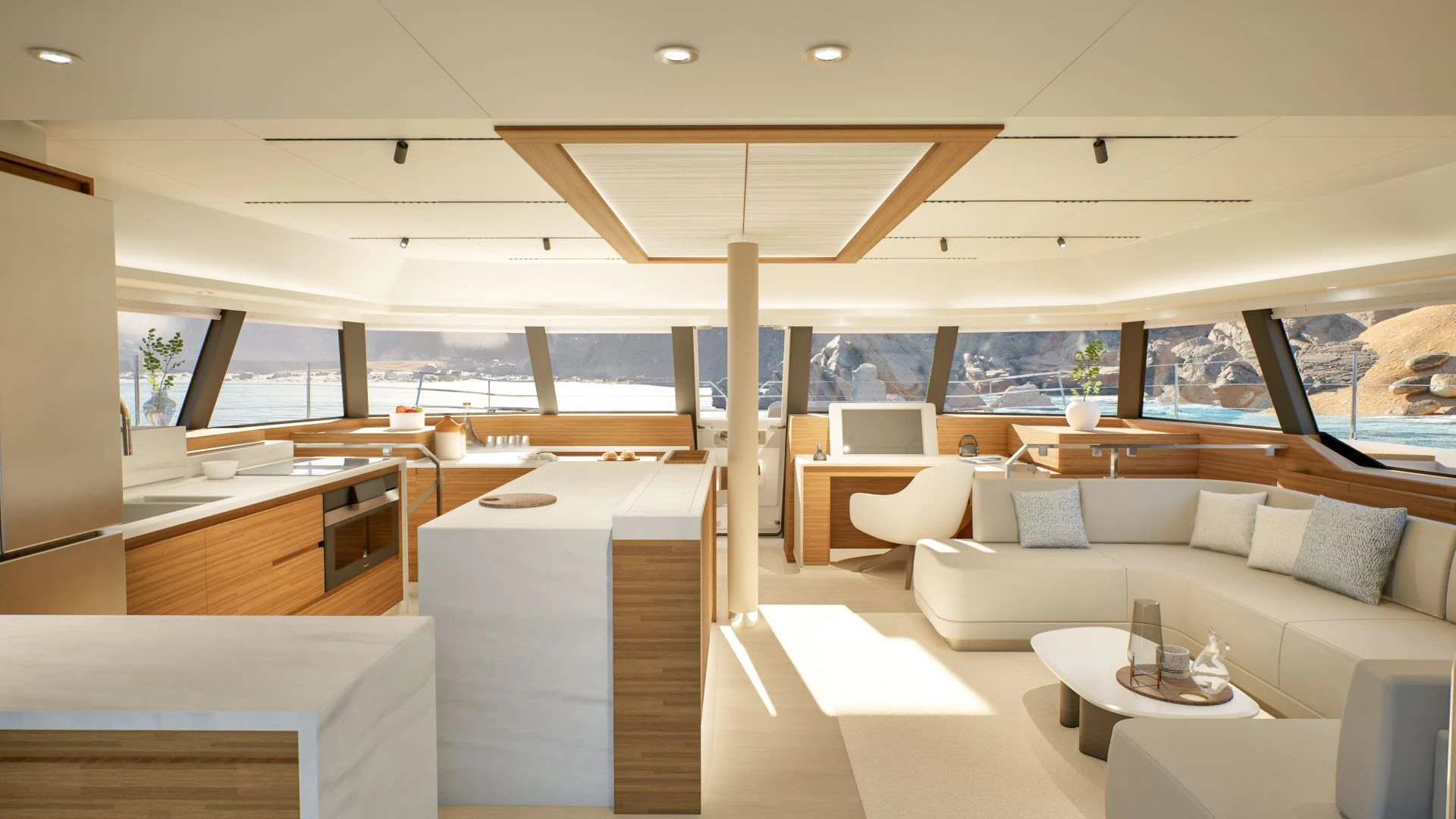Fountaine Pajot power catamaran ELLY II – Main saloon
