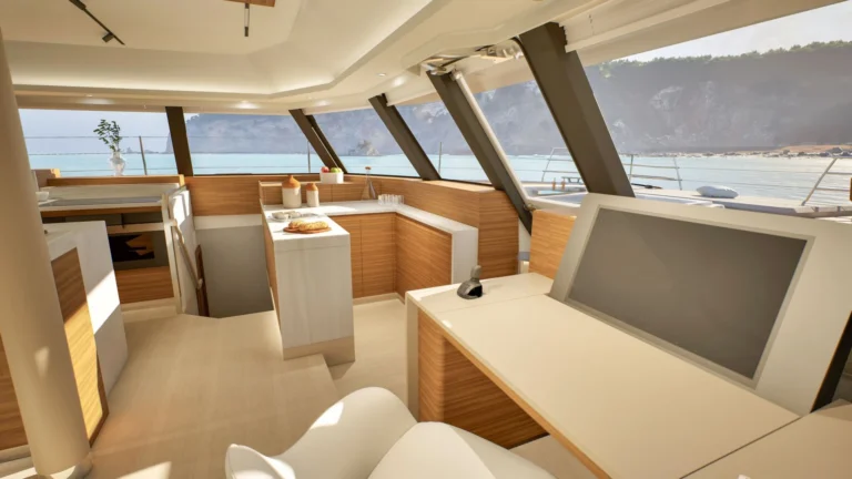 Fountaine Pajot power catamaran ELLY II – Saloon helm station