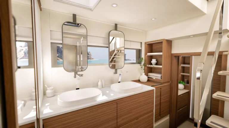 Fountaine Pajot power catamaran ELLY II – En-suite bathroom