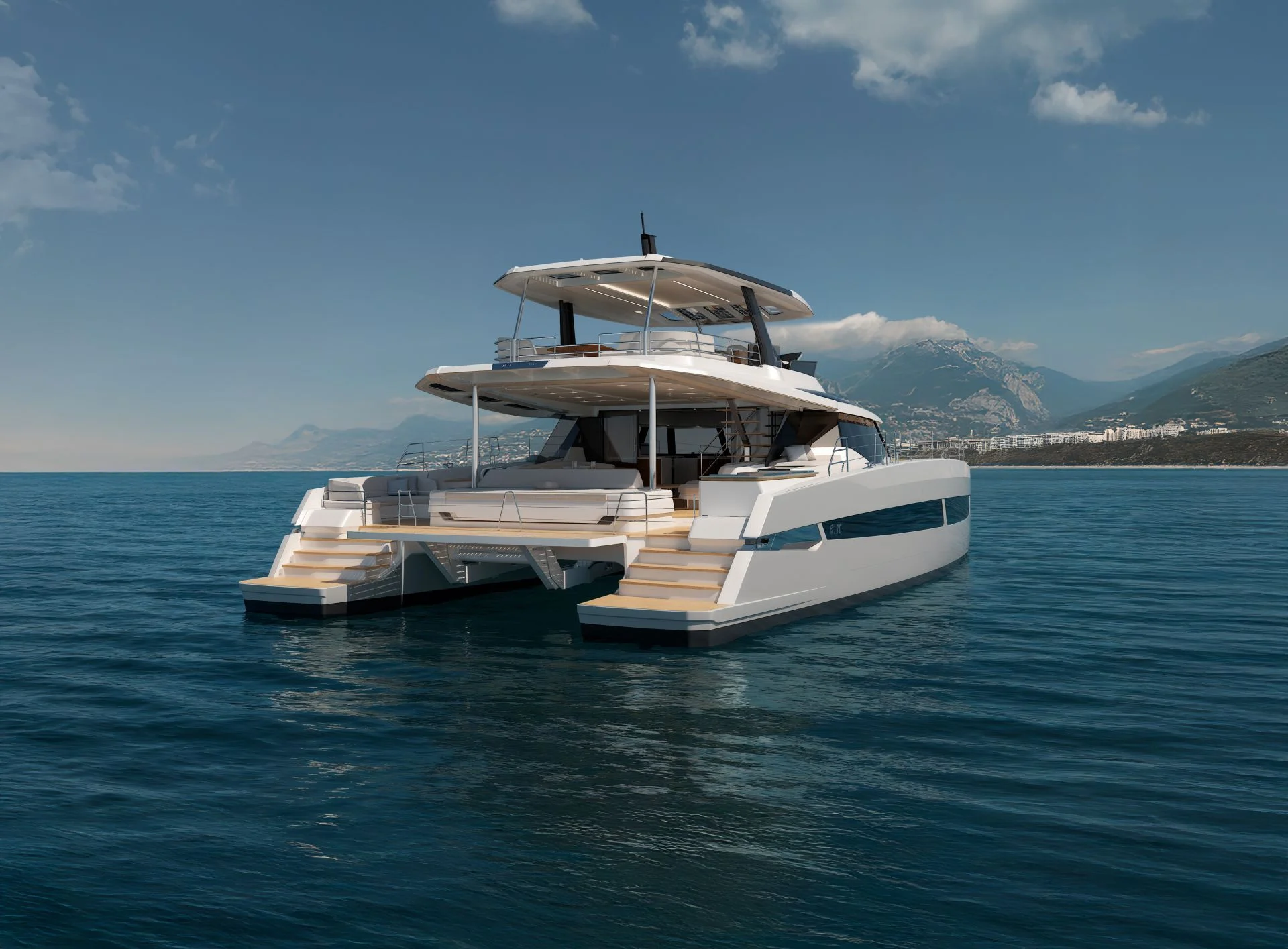 Fountaine Pajot power catamaran ELLY II – At anchor