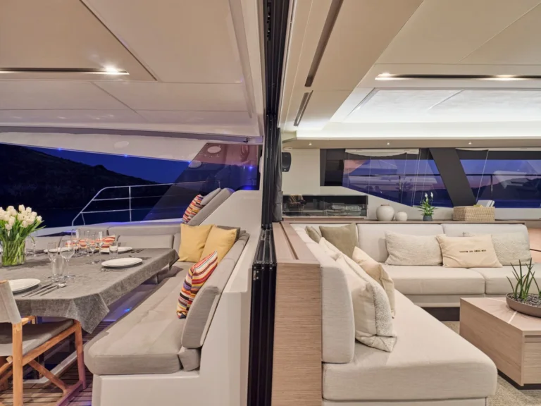 Fountaine Pajot Power 67 ALENA – Saloon at dusk