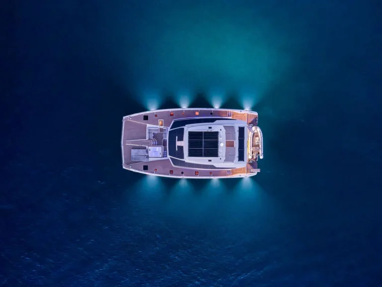 Fountaine Pajot Power 67 ALENA – Aerial view at night
