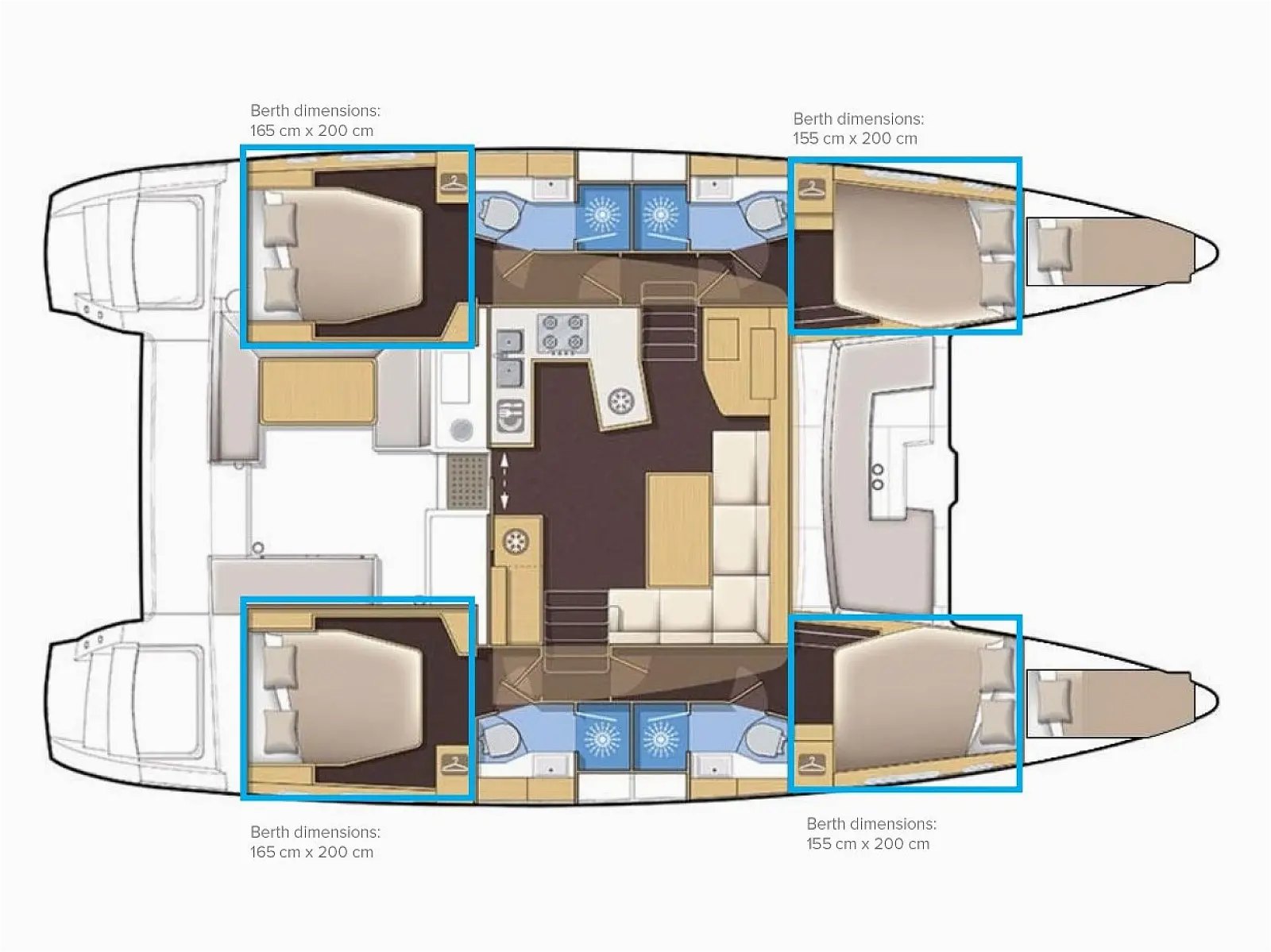Lagoon 450 F Adriatic Cheetah catamaran charter Croatia layout