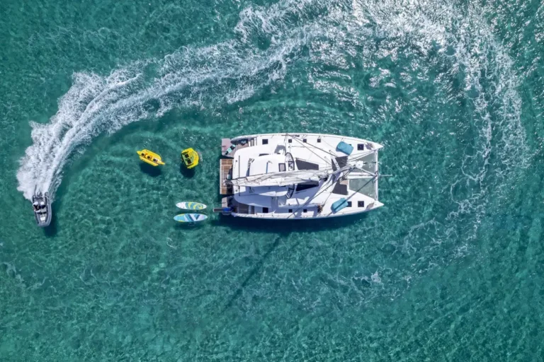 Lagoon 51 EFFIE STAR – Aerial view with tender
