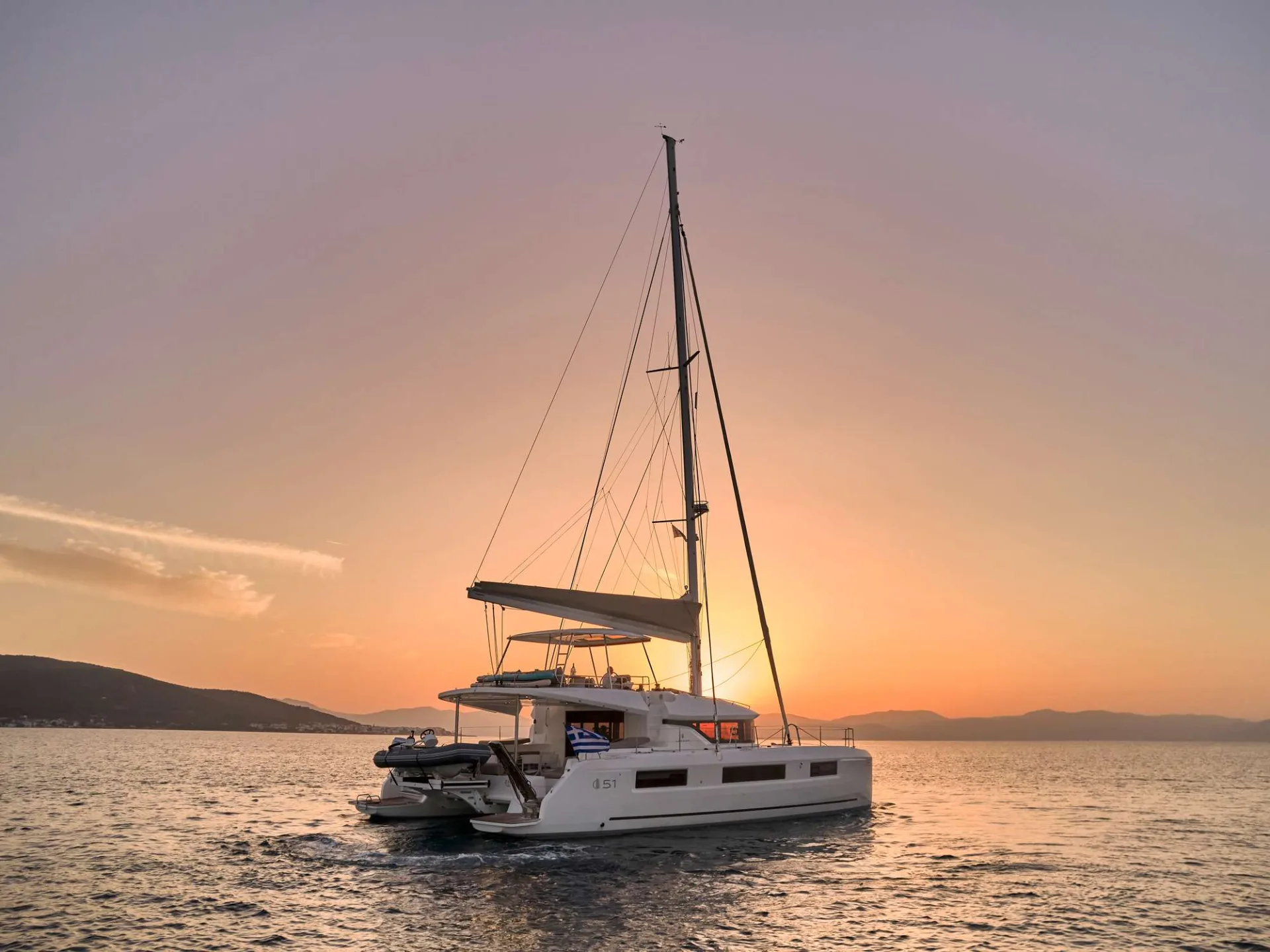 Lagoon 51 EFKRATI – Sailing at sunset