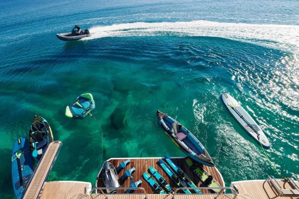Lagoon 55 HAPPY – Aerial view of water toys