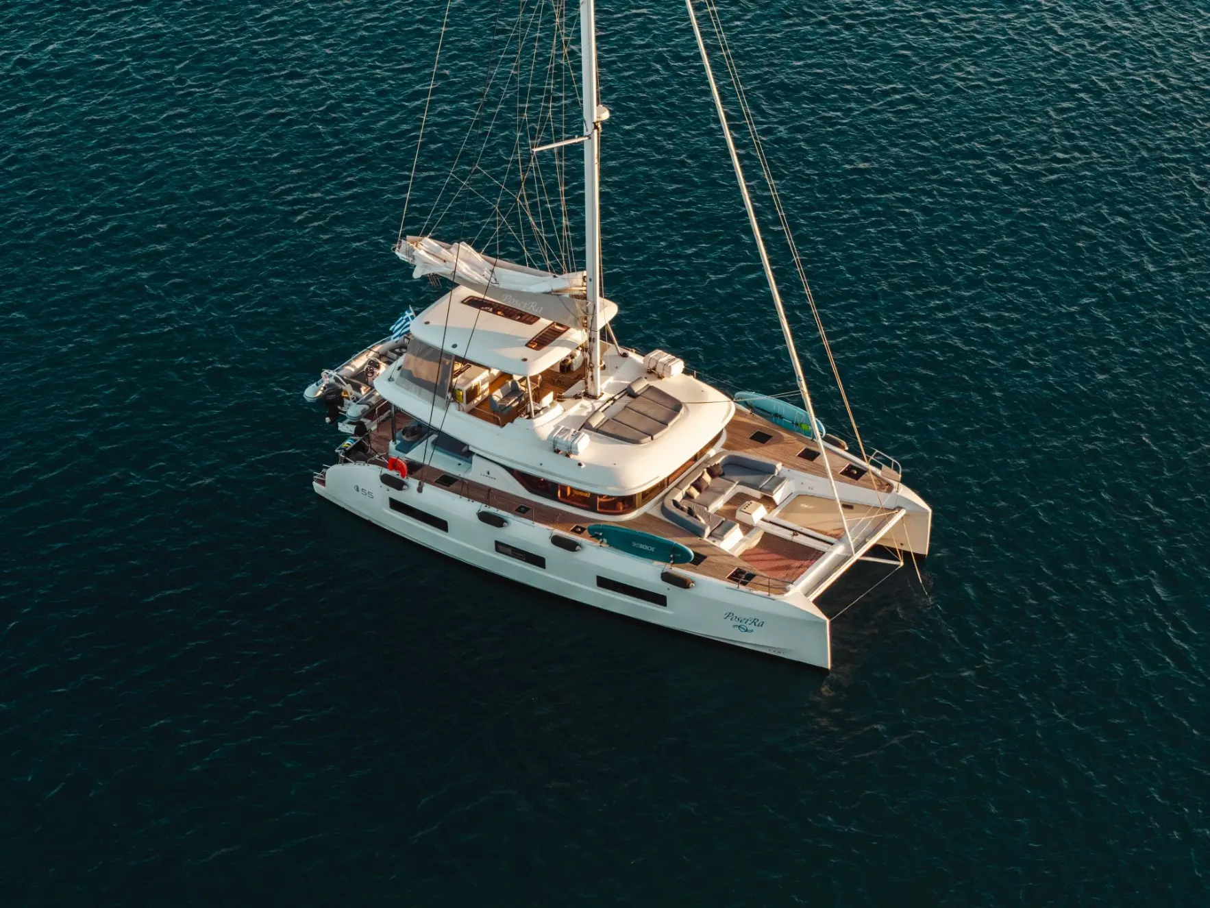 Lagoon 55 POSEIRA – Aerial view at anchor