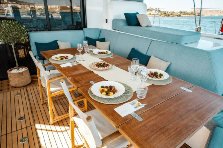 Lagoon 55 POSEIRA – Lunch on the aft deck