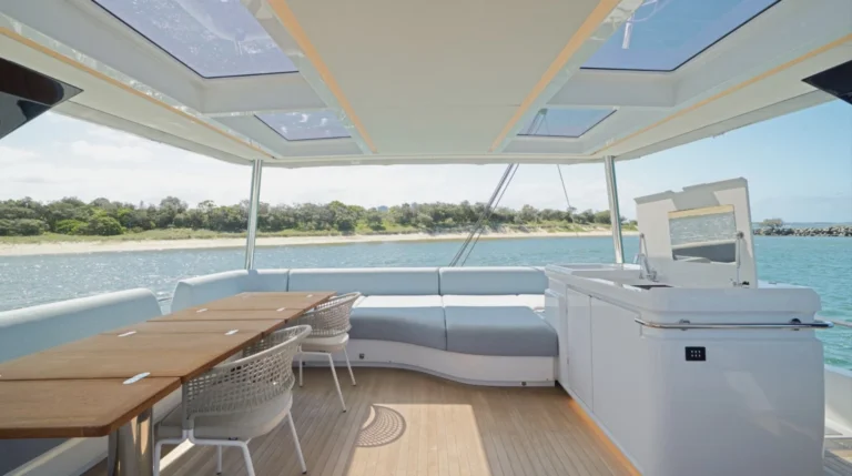 Lagoon 65 AMAREA – Flybridge dining and lounge