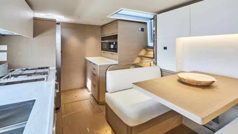 Lagoon 65 AMAREA – Galley and breakfast nook