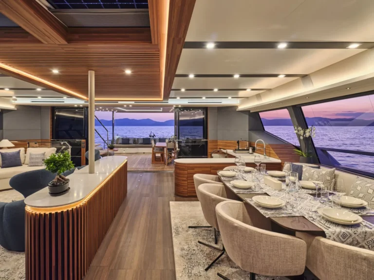 Power 80 ALINA – Indoor dining at dusk