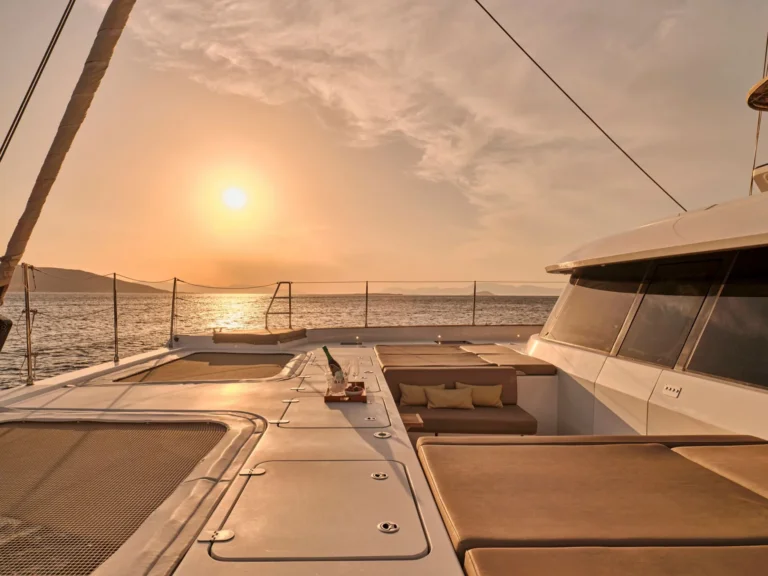 Sunreef 50 ADARA – Foredeck at sunset