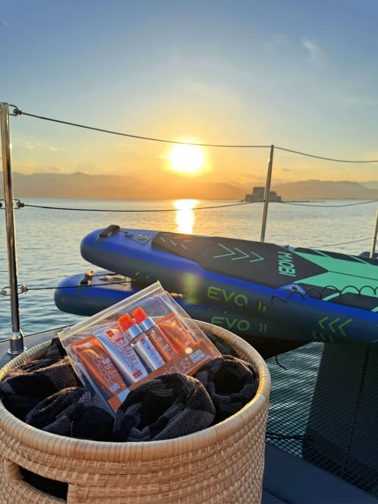 Sunreef 60 SERENITY – Paddle boards at sunset