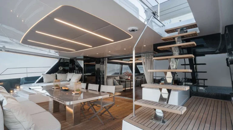 Sunreef 70 ALTEYA – Aft deck and flybridge stairs