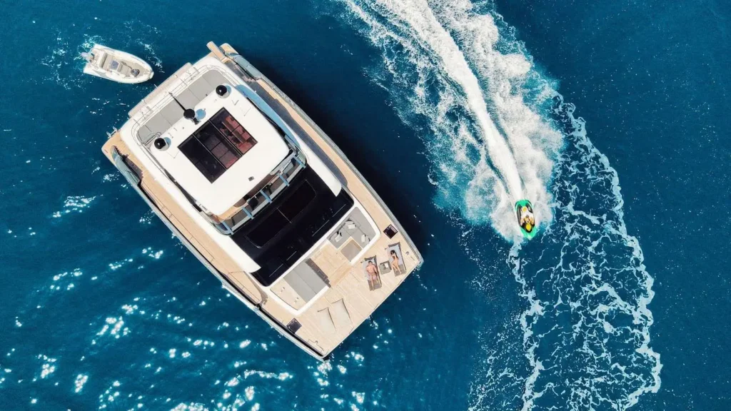 Sunreef 70 ALTEYA – Aerial view with jet ski