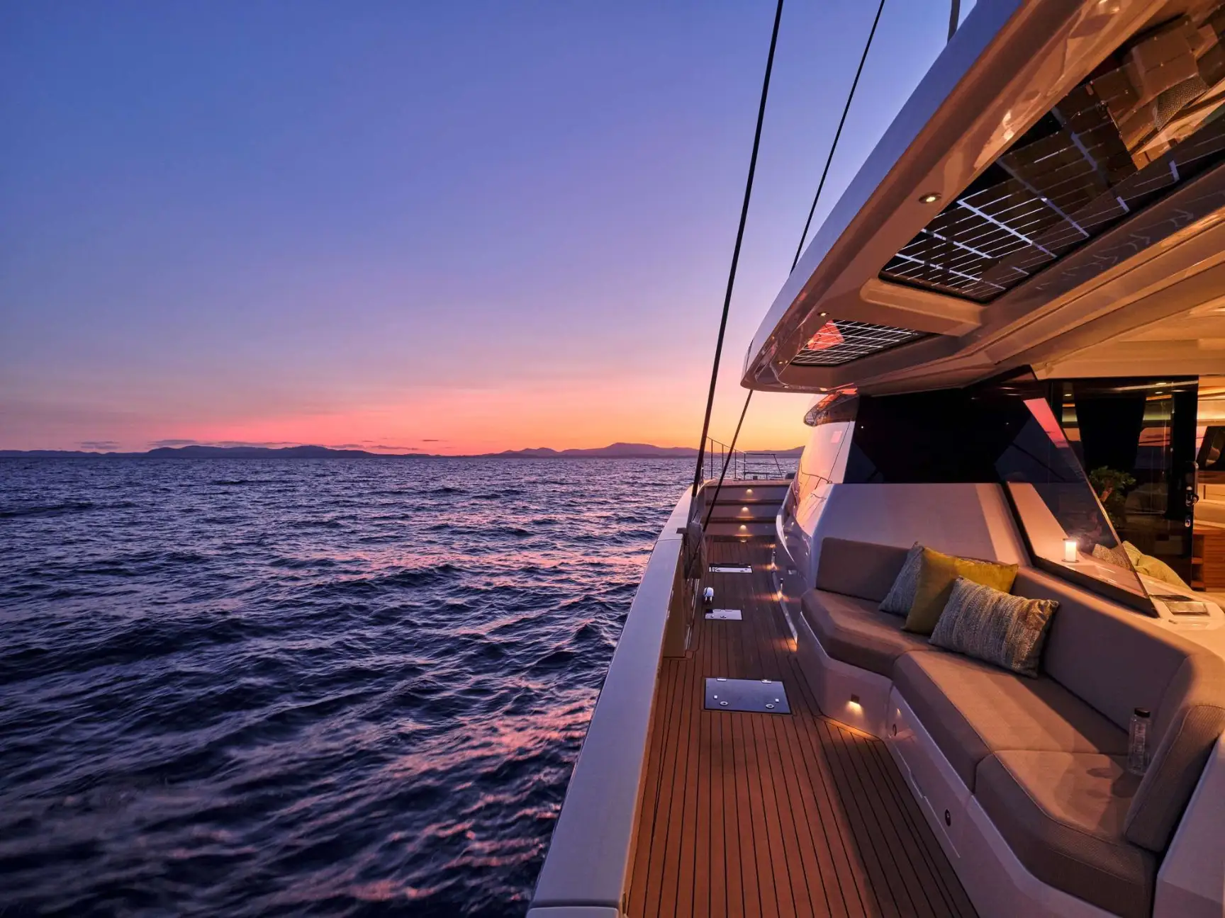 Thira 80 AD ASTRA – Side deck at sunset