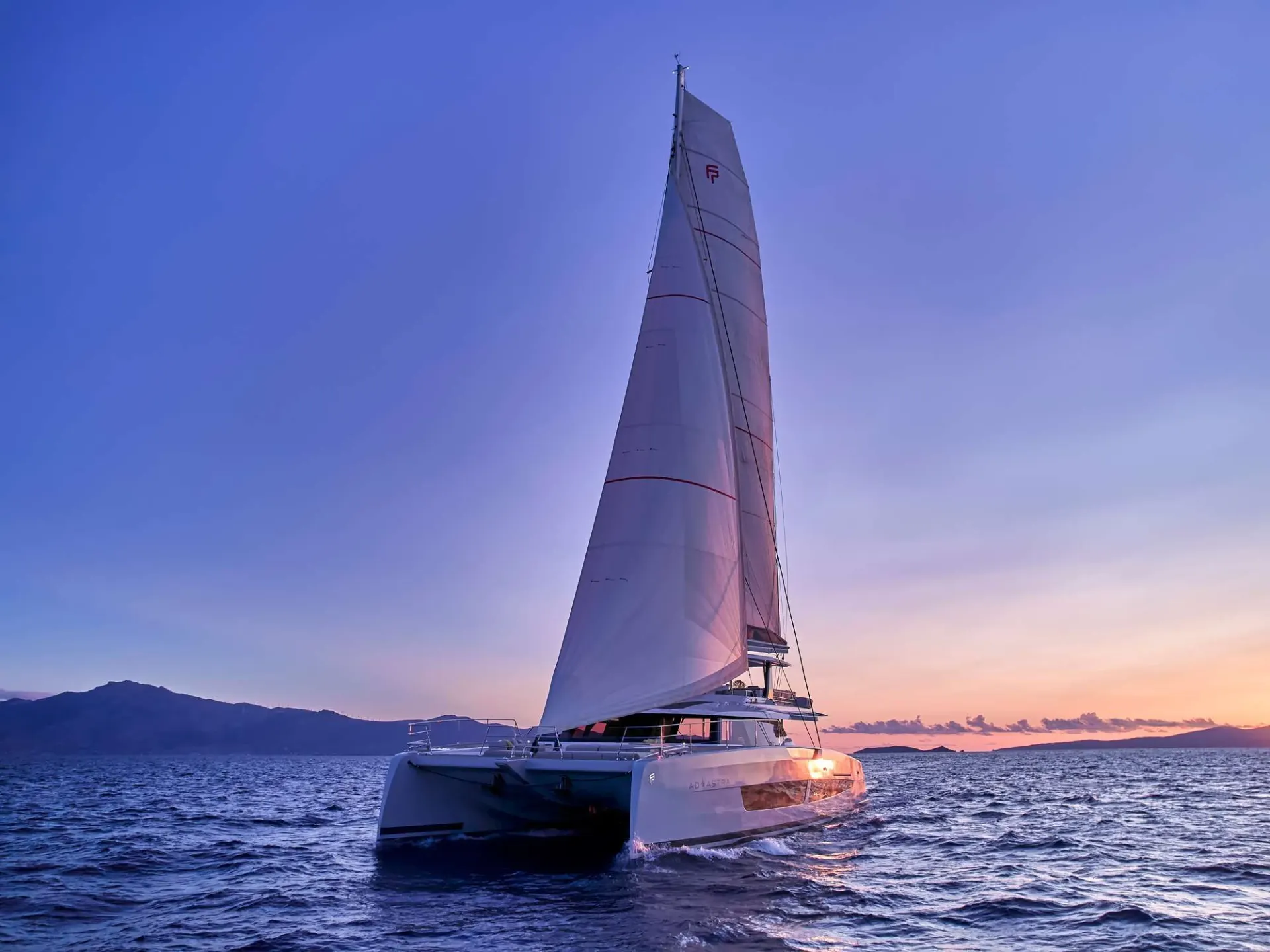 Thira 80 AD ASTRA – Under sail at sunset