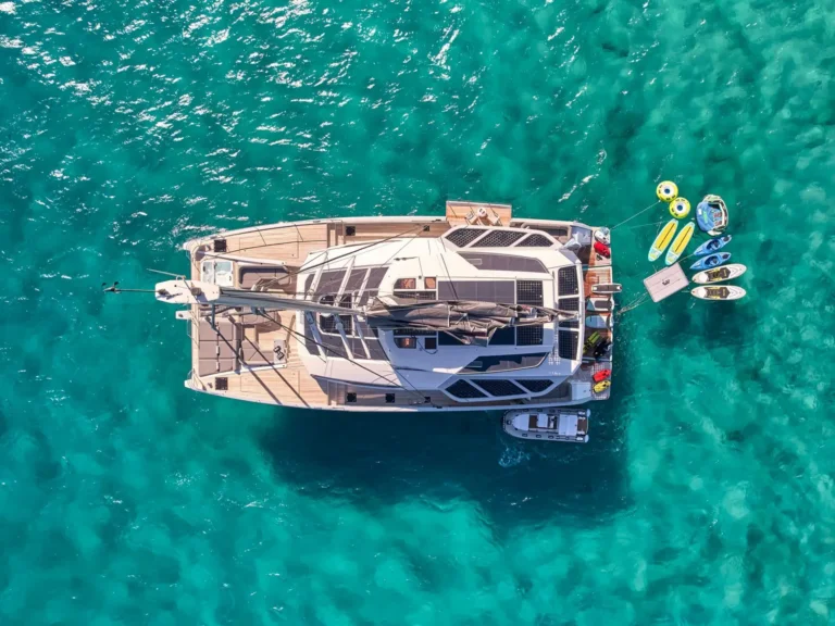 Thira 80 ALOIA 80 – Aerial view at anchor