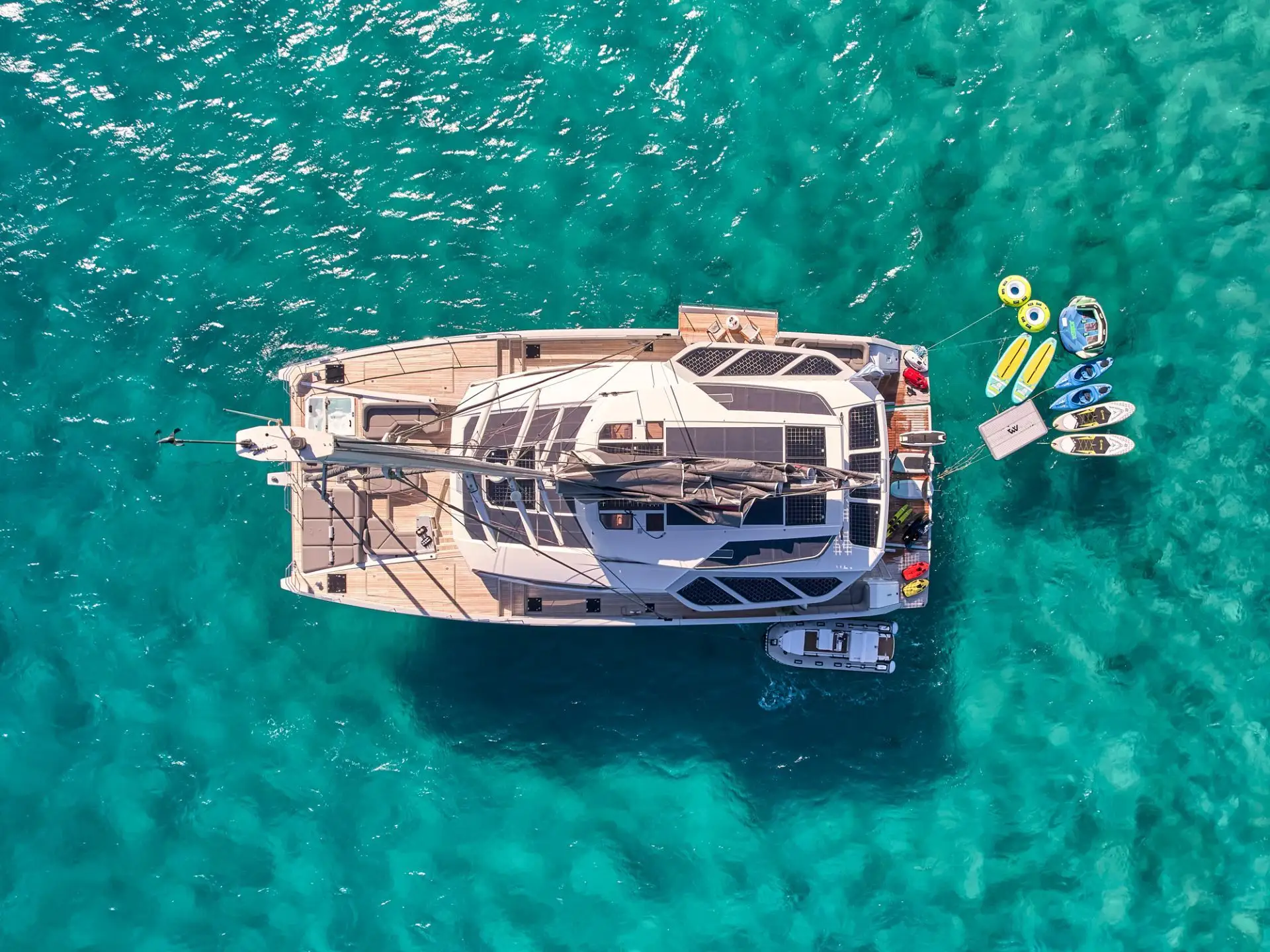 Thira 80 ALOIA 80 – Aerial view at anchor