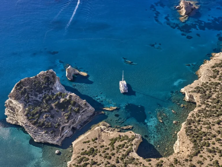 Thira 80 SOL MADININA – Aerial view at anchor