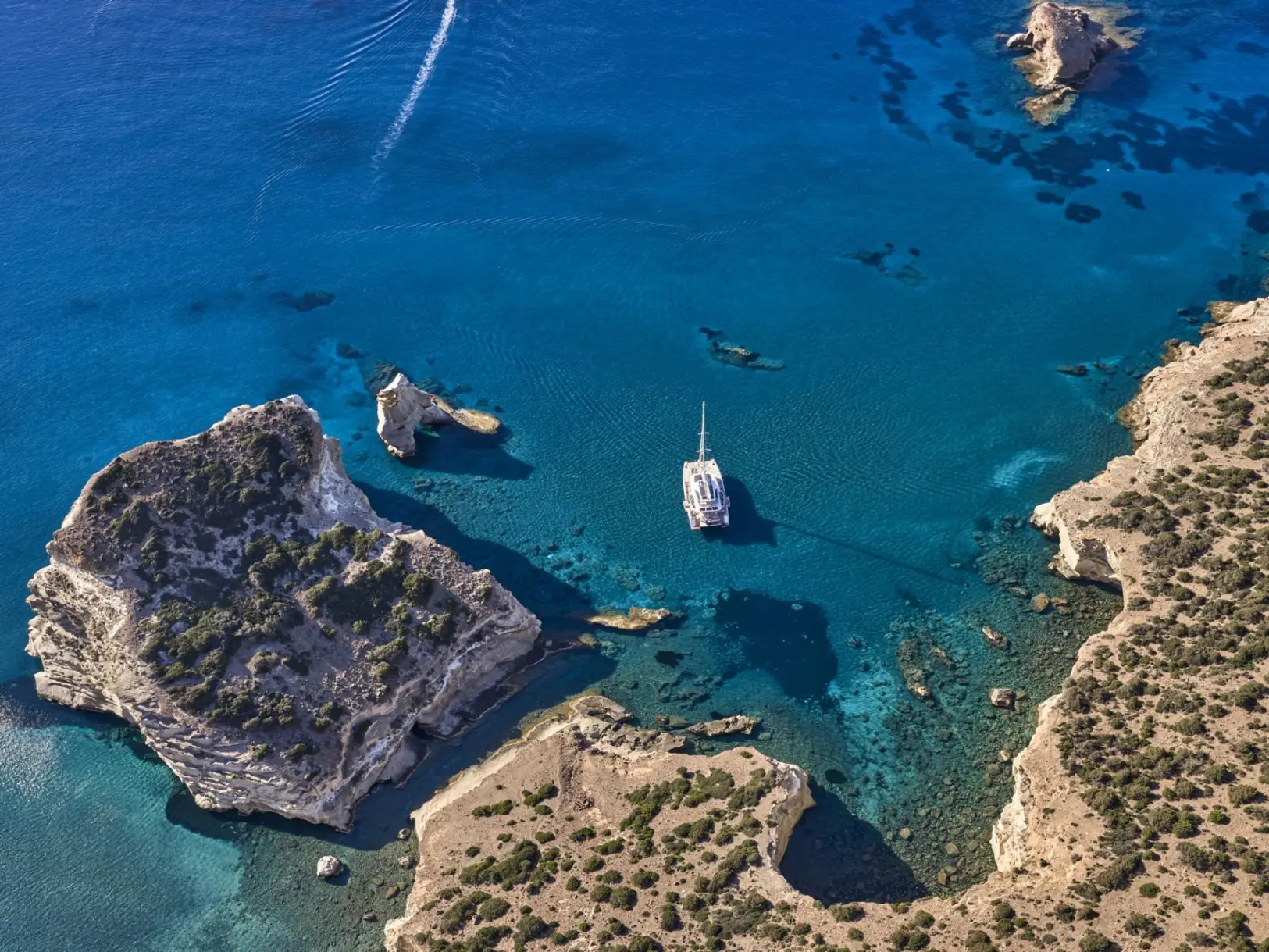 Thira 80 SOL MADININA – Aerial view at anchor